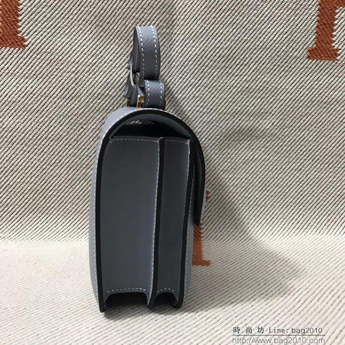 HERMES愛馬仕 H空姐包 進口原廠EP皮 頂級蜜蠟製作 街拍必備單品 亞麻蘭金銀 單肩斜挎包  Ama1567